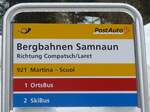 (188'782) - PostAuto/OrtsBus/SkiBus-Haltestellenschild - Samnaun, Bergbahnen Samnaun Richtung Compatsch/Laret - am 16.