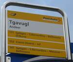 (165'239) - PostAuto-Haltestellenschild - Andeer, Tgavugl - am 19. September 2015