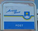 arosa/749214/201276---arosa-bus-haltestellenschild---arosa-post (201'276) - Arosa-Bus-Haltestellenschild - Arosa, Post - am 19. Januar 2019