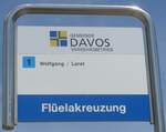 (218'923) - GEMEINDE DAVOS VERKEHRSBETRIEB-Haltestellenschild - Davos, Flelakreuzung - am 20.