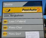 laax/745266/167963---postauto-haltestellenschild---laax-bergbahnen (167'963) - PostAuto-Haltestellenschild - Laax, Bergbahnen - am 26. Dezember 2015