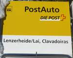 (200'280) - PostAuto-Haltestellenschild - Lenzerheide/Lai, Clavadoiras - am 26.