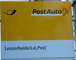 (233'634) - PostAuto-Haltestellenschild - Lenzerheide/Lai, Post - am 9. Mrz 2022
