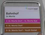 (178'409) - engadin mobil-Haltestellenschild - St. Moritz, Bahnhof - am 9. Februar 2017