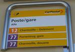(203'768) - PostAuto-Haltestellenschild - Alle, Poste/gare - am 15.