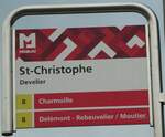 (230'593) - MOBIJU-Haltestellenschild - Develier, St-Christophe - am 13.