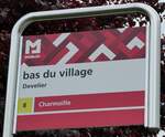 (236'904) - MOBIJU-Haltestellenschild - Develier, bas du village