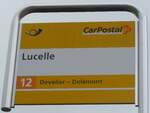 (204'555) - PostAuto-Haltestellenschild - Lucelle, Lucelle - am 28. April 2019