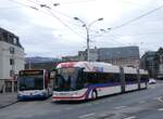 VBL Luzern/875938/272271---vbl-luzern---nr (272'271) - VBL Luzern - Nr. 407 - Hess/Hess Doppelgelenktrolleybus am 20. Februar 2025 in Kriens, Busschleife