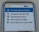 (289'747) - vbl/PostAuto-Haltestellenschild - Kriens, Busschleife - am 21.