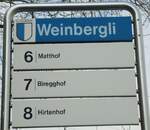 (132'988) - VBL-Haltestellenschild - Luzern, Weinbergli - am 11.