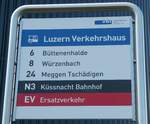 (241'743) - vbl-Haltestellenschild - Luzern, Verkehrshaus - am 22. Oktober 2022