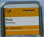 (239'847) - PostAuto-Haltestellenschild - Srenberg, Platz - am 28. August 2022