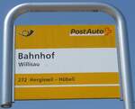 willisau/747058/184495---postauto-haltestellenschild---willisau-bahnhof (184'495) - PostAuto-Haltestellenschild - Willisau, Bahnhof - am 26. August 2017