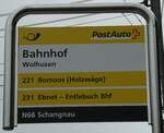 (239'740) - PostAuto-Haltestellenschild - Wolhusen, Bahnhof - am 28. August 2022