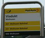 (239'746) - PostAuto-Haltestellenschild - Wolhusen, Viadukt - am 28. August 2022