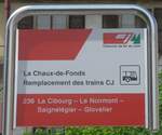 (181'076) - cj-Haltestellenschild - La Chaux-de-Fonds, Gare - am 12. Juni 2017