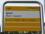 (189'991) - PostAuto-Haltestellenschild - Marin - Epagnier, gare - am 2.
