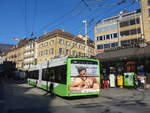 (201'647) - transN, La Chaux-de-Fonds - Nr. 144 - Hess/Hess Gelenktrolleybus am 16. Februar 2019 in Neuchtel, Place Pury