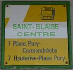 (164'832) - TN-Haltestellenschild - Saint-Blaise, Centre - am 15.