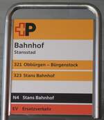 (291'027) - +P-Haltestellenschild - Stansstad, Bahnhof - am 22. September 2026