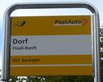 (184'729) - PostAuto-Haltestellenschild - Fleli-Ranft, Dorf - am 10.