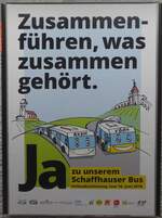(193'910) - Plakat fr Zusammenfhren, was zusammen gehrt. am 10. Juni 2018 im Bahnhof Schaffhausen