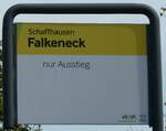 (255'353) - VB/SH-Haltestellenschild - Schaffhausen, Falkeneck - am 17. September 2023