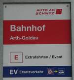 (242'978) - AUTO AG SCHWYZ-Haltestellenschild - Arth-Goldau, Bahnhof - am 18.