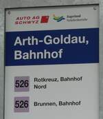 Arth-Goldau/796428/242988---auto-ag-schwyzzugerland-verkehrsbetriebe-haltestellenschild (242'988) - AUTO AG SCHWYZ/Zugerland Verkehrsbetriebe-Haltestellenschild - Arth-Goldau, Bahnhof - am 18. November 2022