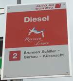 (160'683) - AUTO AG SCHWYZ-Haltestellenschild - Ibach, Diesel - am 22.