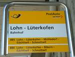 (132'440) - PostAuto-Haltestellenschild - Lohn - Lterkofen, Bahnhof - am 24.