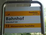 (146'790) - PostAuto-Haltestellenschild - Oberdorf SO, Bahnhof - am 31. August 2013