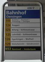 Oensingen/746218/175302---a-wellepostauto-haltestellenschild---oensingen-bahnhof (175'302) - A-welle/PostAuto-Haltestellenschild - Oensingen, Bahnhof - am 2. Oktober 2016