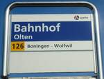 (130'825) - A-welle/PostAuto-Haltestellenschild - Olten, Bahnhof - am 30.