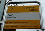 (256'397) - PostAuto/RBS-Haltestellenschild - Schnottwil, Post - am 26.