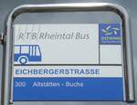 (153'758) - RTB-Haltestellenschild - Altsttten, Eichbergerstrasse - am 16. August 2014