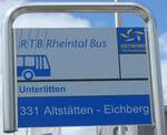 (153'760) - RTB-Haltestellenschild - Altsttten, Unterlitten - am 16. August 2014