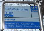(158'544) - RTB-Haltestellenschild - Buchs, Bahnhof - am 1.