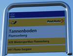 (246'487) - PostAuto-Haltestellenschild - Flumserberg, Tannenboden - am 24. Februar 2023