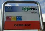 (133'213) - regiobus/VBSG-Haltestellenschild - Gossau, Gerbhof - am 13.