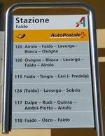 (237'030) - PostAuto-Haltestellenschild - Faido, Stazione - am 12.