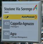 (242'957) - PostAuto-Haltestellenschild - Lugano, Stazione Via Sorengo - am 17.