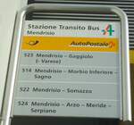 (147'824) - PostAuto-Haltestellenschild - Mendrisio, Stazione Transito bus - am 6.