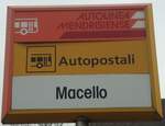 (147'831) - AUTOLINEA MENDRISIENSE/PostAuto-Haltestellenschild - Mendrisio, Macello - am 6. November 2013