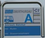(248'521) - BUS OBERTHURGAU-Haltestellenschild - Amriswil, Bahnhof - am 13. April 2023