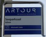 (282'812) - ARTOUR-Haltestellenschild - Arbon, Seeparksaal - am 5. Dezember 2025