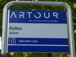 (287'376) - ARTOUR-Haltestellenschild - Aarbon, Hafen - am 30.