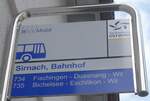 (219'103) - WilMobil-Haltestellenschild - Sirnach, Bahnhof - am 26.