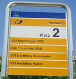 (139'127) - PostAuto-Haltestellenschild - Weinfelden, Bahnhof - am 27.